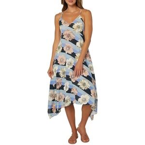 O'Neill Women's Floral Print Midi Dress Adjustable Strap Casual‎ Summer MEDIUM